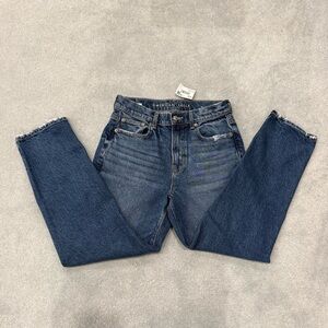 American Eagle Outfitters Women's Super High Rise Straight Leg Jeans - Blue